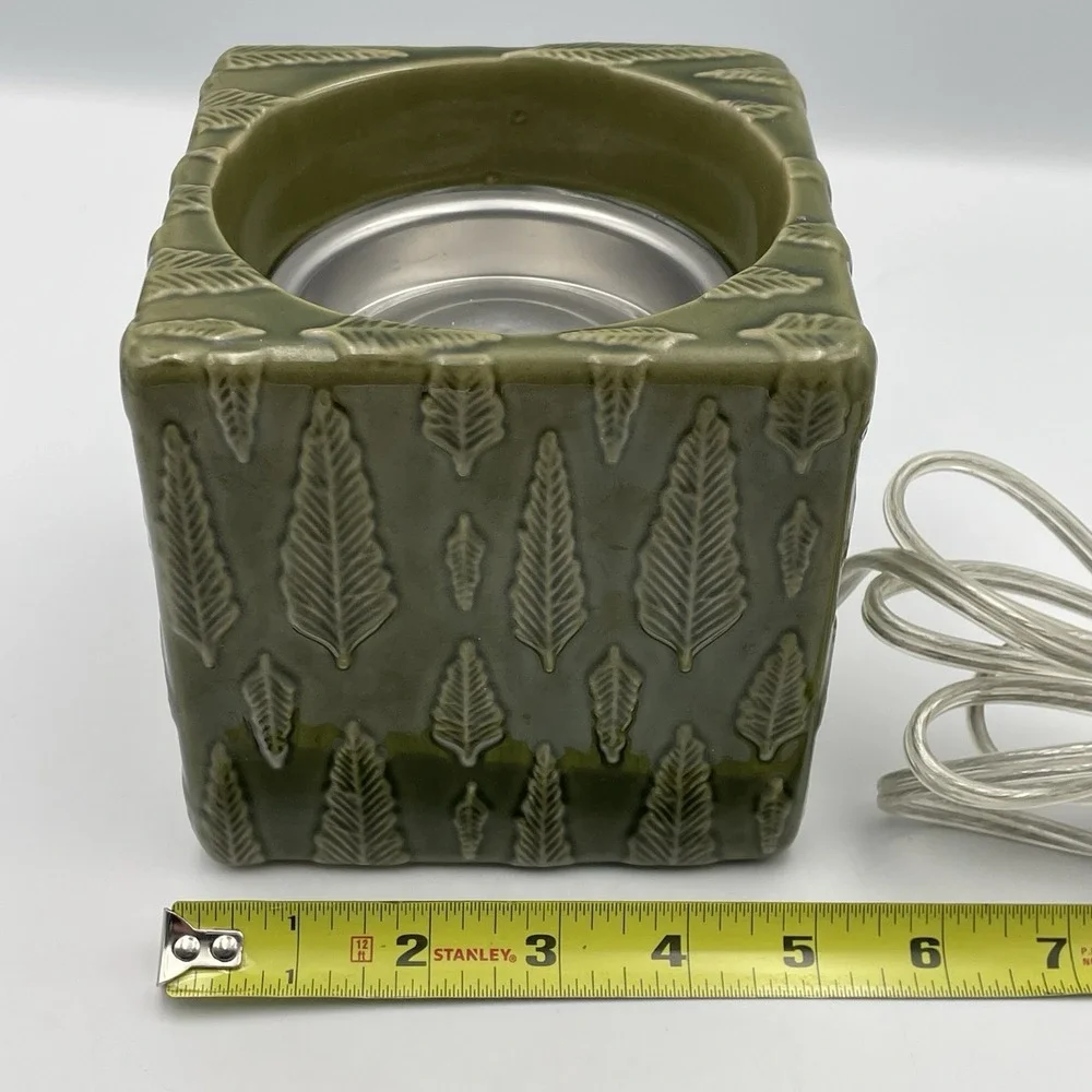 Yankee Candle Electric Wax Melt Warmer Green Embossed Leaf‎ 2000s Ceramic 5